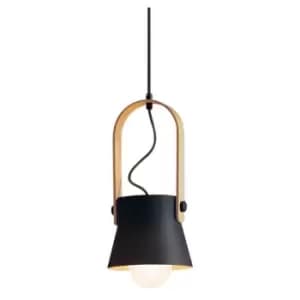 Larissa Lighting - Larissa Pefka Ceiling Pendant 1 Light Black-Wood