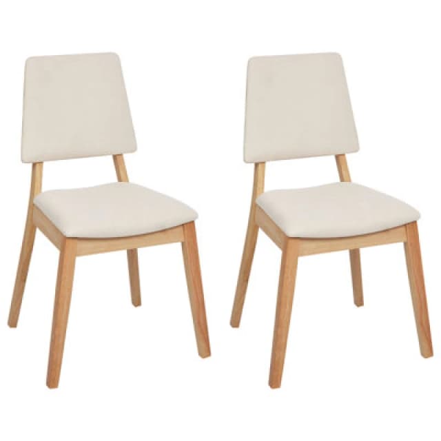 Beliani Set Of 2 Dining Chairs Merrill Wood Light Beige