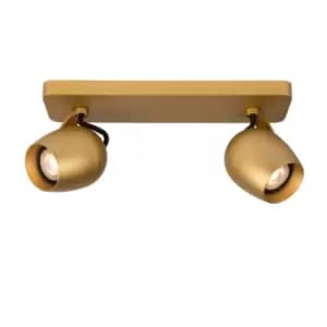 Preston Retro Twin Ceiling Spotlight - LED Dim to warm - GU10 - 2x5W 2200K/3000K - Matt Gold, Brass