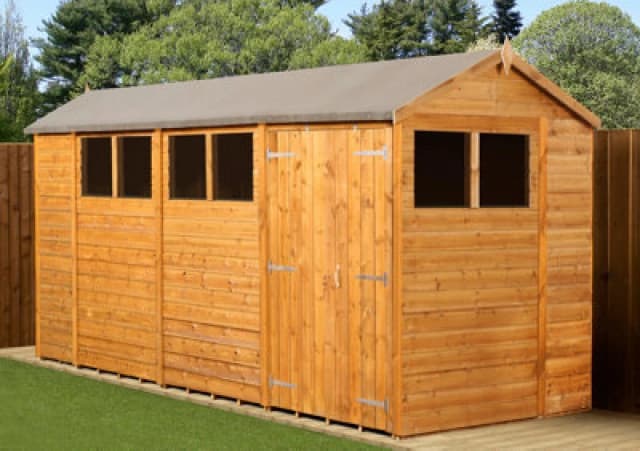 Empire Sheds Empire Modular Apex 6X14 Dipped Treated Tongue And Groove Wooden Garden Shed Double Door & Windows (6' X 14' / 6ft X 14ft) (6X14)