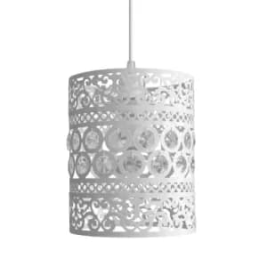 Ornate Drum Pendant Shade in White