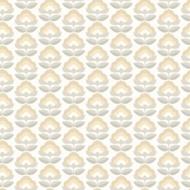 Hoopla Walls Retro Flower Stone & Dove Smooth Matt Wallpaper