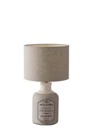 Factory Ceramic Table Lamp With Fabric Shade, Beige, E27