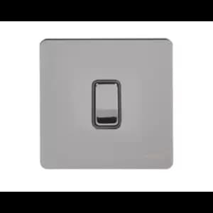 Schneider Electric Ultimate Screwless Flat Plate - Single Intermediate 2 Way Light Switch, 16AX, GU1414BBN, Black Nickel with Black Insert