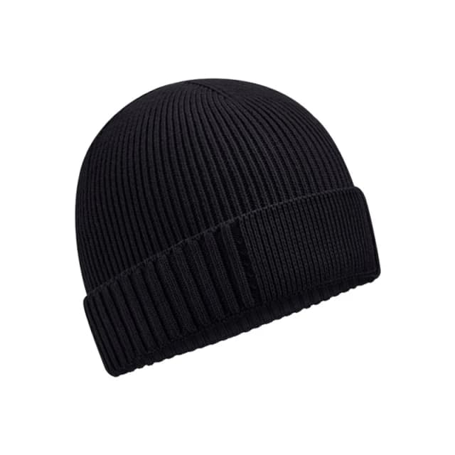 Beechfield Beechfield Men Cotton Engineered Patch Beanie in Black One Size Male 5063425806560