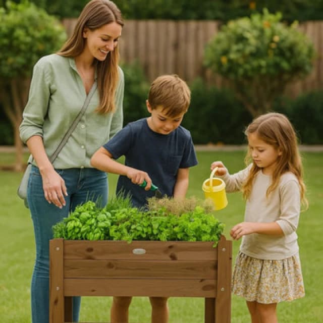 idooka Garden Raised Planter Wooden Outdoor Bed Box Container Flowers Plant Pots & Planters Brown unisex