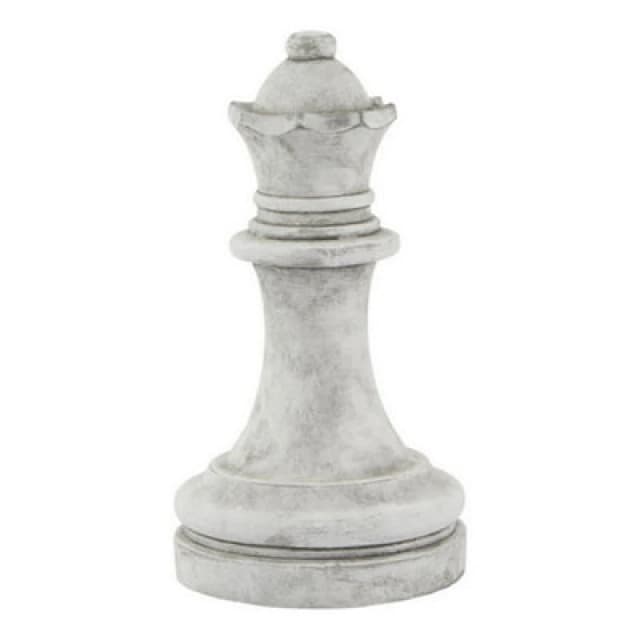 Hill Interiors Athena Stone Queen Chess Piece - Ceramic - L16 X W16 X H29cm - White