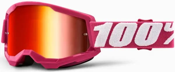 100% Strata 2 Chrome Motocross Goggles, white-pink