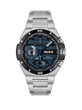 HUGO Gents HUGO #WILD Stainless Steel Multifunction Watch, Silver, Men