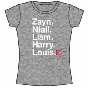 One Direction Stacked Names Skinny Grey TS: XL