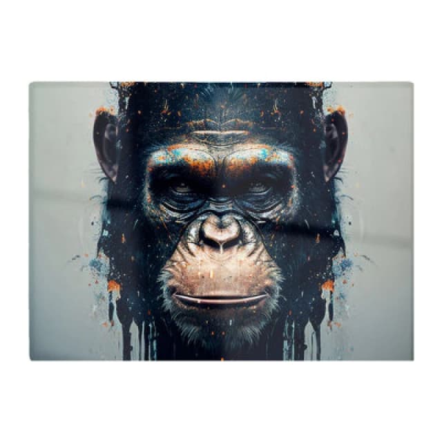 Warren Reed Designer Gorilla Face Splashart Glass Chopping Board