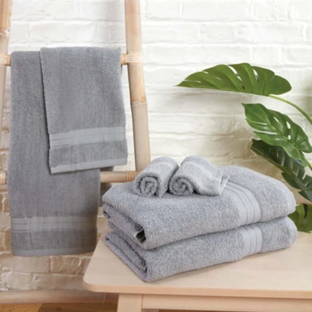 OHS OHS 10 Pack of 100% Cotton Bath Sheet Bathroom Towel in Silver Silver Bath Sheet Unisex 5027434142569