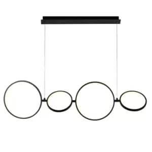4 Light LED Ring Pendant, Matt Black
