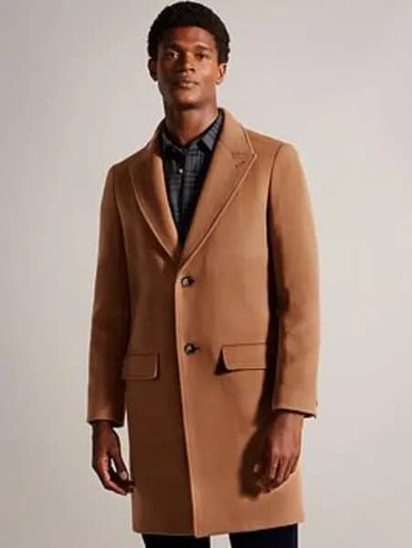 Ted Baker Wilding Wool Blend Smart Overcoat - Brown