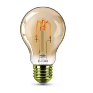 Philips 2.3W Vintage Gold LED E27 GLS Spiral Filament - Amber Warm White - 929001391901