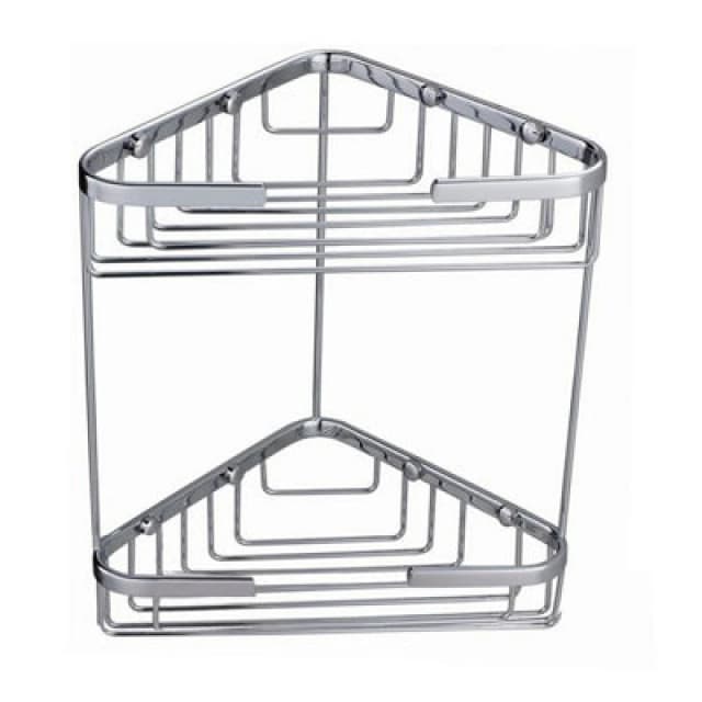 Nes Home Brass 2 Tier Corner Caddies Storage Basket Chrome Silver