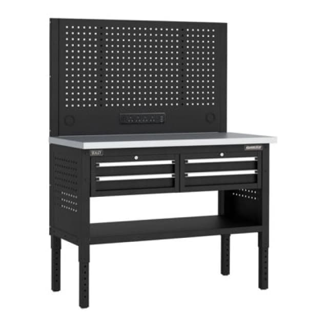 Sealey Superline Pro 4 Drawer Modular Workbench and Pegboard APMWB50COMBO2SS Length: 1.26m