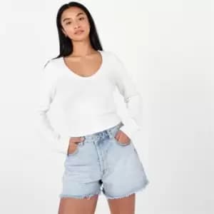 SoulCal Long Sleeve Knit Crop Top Womens - White