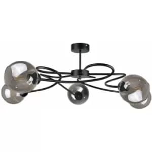 Keter Blom Multi Arm Semi Flush Ceiling Light Black, 65cm, 5x E27