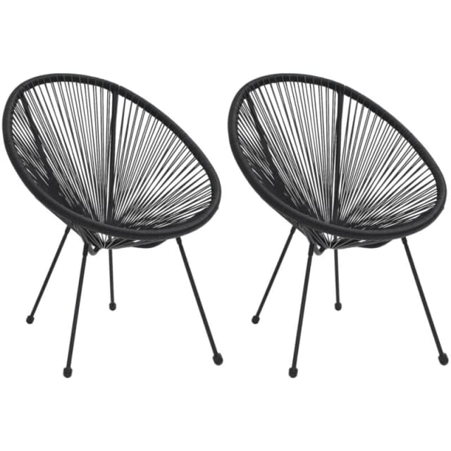 VIDAXL Garden Moon Chairs 2 pcs Rattan Black Vidaxl 8720286090268
