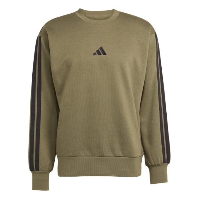 adidas Essentials 3-Stripes Fleece Sweatshirt Mens Crew Sweaters S Green 52300716350