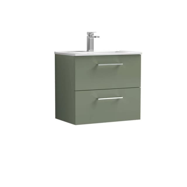 Balterley Bathroom 2 Soft Close Drawer, Wall Hung Vanity Unit, Green, 600mm in Green Green Unisex