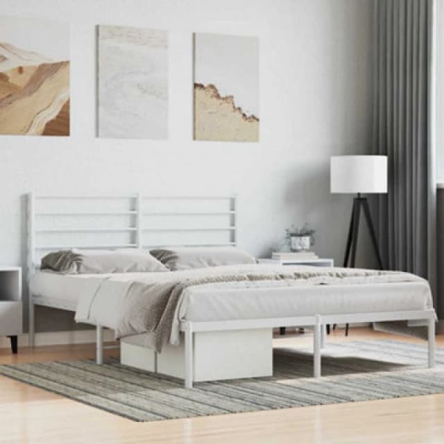 JINLEFU Metal Bed Frame without Mattress with Headboard White 120x200cm vidaXL JRVDZX-352366_DE