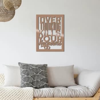 Over Th?nk?ng K?lls Your Happp?nes - Copper Copper Decorative Metal Wall Accessory