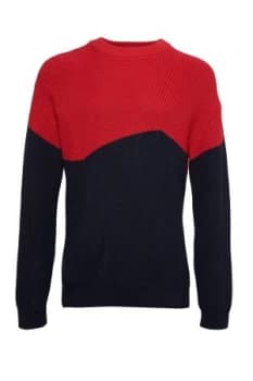 Mens French Connection 220S Irregular Half Cardigan Stitch Crew Neck Ju Blue