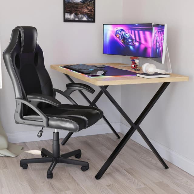 Lassic Vida Designs Gaming Desk With X Shape Legs Oak unisex One Size