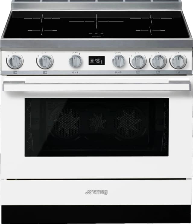 Smeg Portofino CPF9iPWH 90cm wide Electric Range Cooker with Induction Hob and Pyrolytic Cleaning - White - A+ Rated, White
