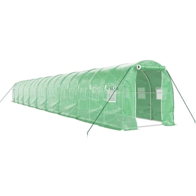 vidaXL Greenhouse with Steel Frame Green 36 m 18x2x2 m, Green 3188024