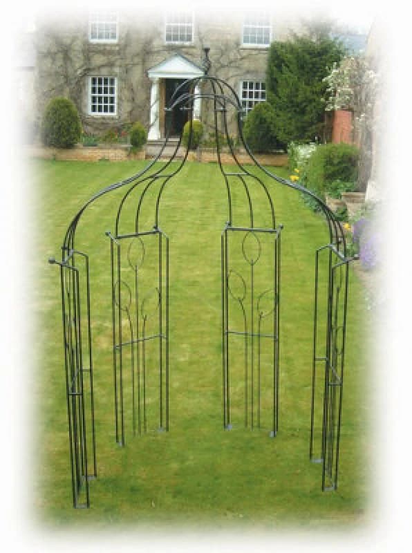 Poppy Forge Flower Bower (Inc Ground Spikes) Garden Gazebo - Solid Steel - L89 X W177.7 X H304.8cm - Black