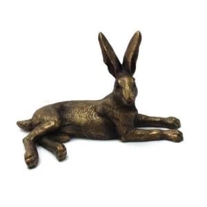 Relections Bronzed Lying Hare Ornament