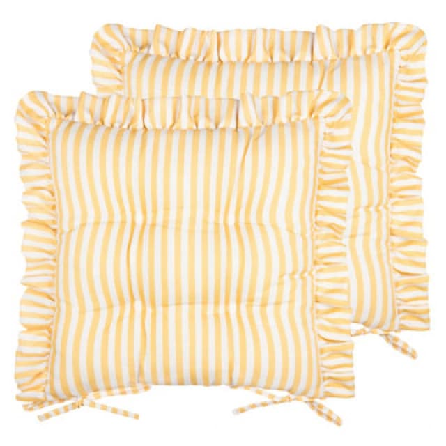Wylder Millie Ruffle 2 Pack Indoor/Outdoor Seat Pads in Yellow Size: 40cm x 40cm Yellow Unisex 40cm x 40 cm