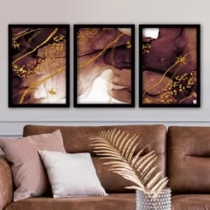 3SC40 Multicolor Decorative Framed Painting (3 Pieces)