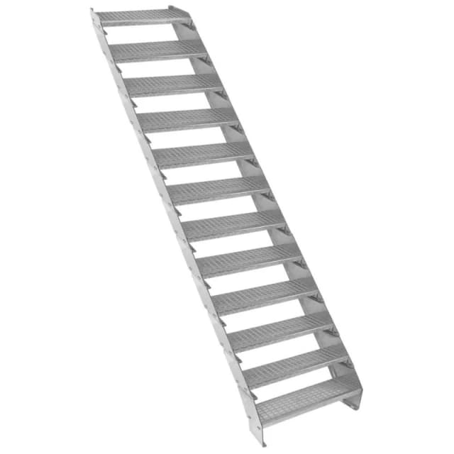 Monstershop Adjustable 12 Section Galvanised Staircase - 600mm Wide Silver