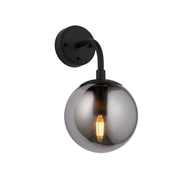 Trieste Wall Lamp Matt Black, Smoked Mirror Glass