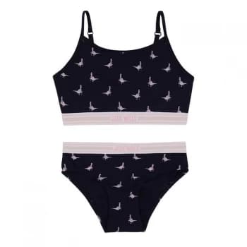 Jack Wills Kids Girls Bralette And Brief Set - Navy/Pink