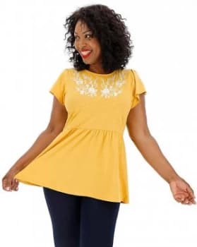 Junarose Floral Embroidered Peplum Top