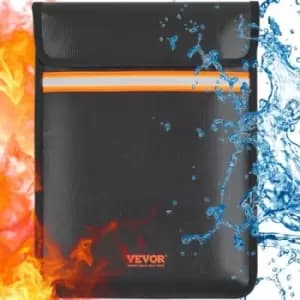 VEVOR Fireproof Document Bag, 15"x11" Fireproof Money Bag 2000℉, Double Pockets Fireproof and Waterproof Bag with Zipper and Reflective Strip, for Mon