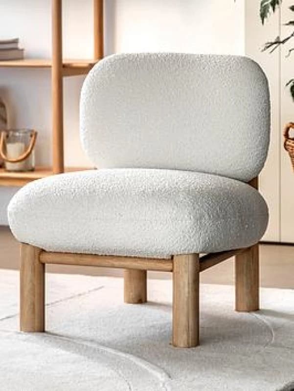 SO'HOME Kellan Boucle Accent Chair with Wood Legs Ecru ONE SIZE