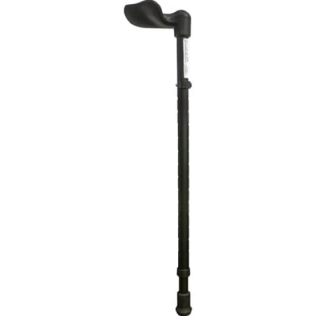 Loops Left Handed Ergonomic Handled Walking Stick - Telescopic Height - Matt Black Black