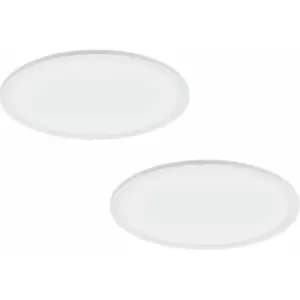 Loops - 2 pack 450mm Modern Ceiling Light White Slim Round Low Profile 28W LED 4000K