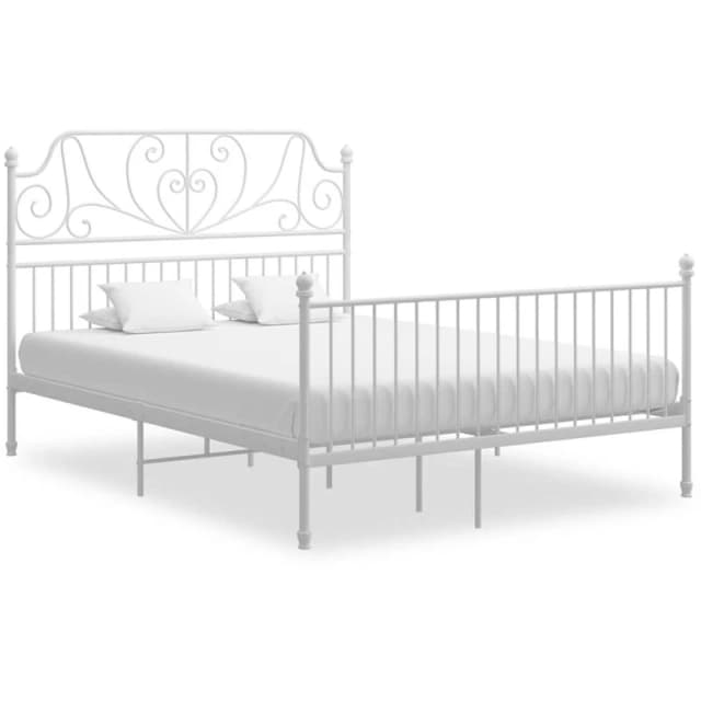 VIDAXL Bed Frame with Headboard without Mattress White 160x200cm Metal Vidaxl 8720286195949