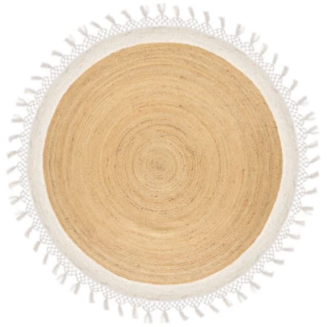 Beliani Boho Rug Marts White 200 Cm Jute