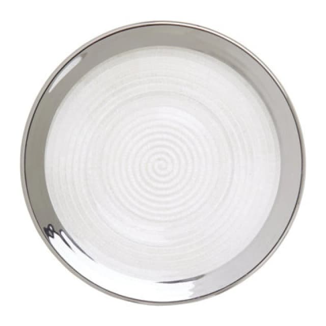 Premier Housewares Ida 21cm Embossed Side Plate With Silver Rim Clear