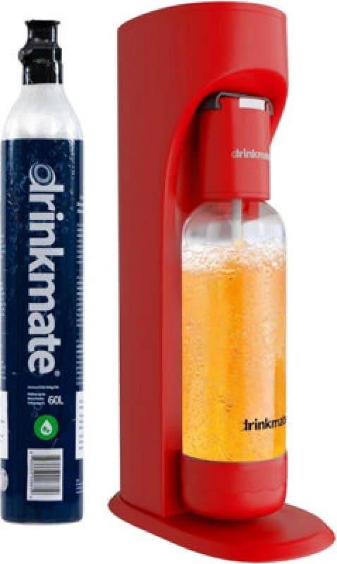 Drinkmate Omnifizz Sparkling Water Soda Maker With 1X 60L Co2 Cylinder, Royal Red