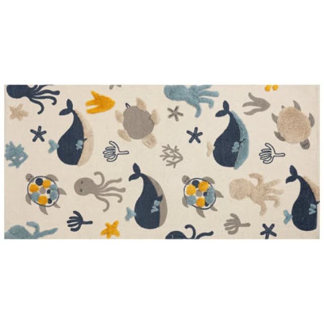 Beliani Kids Rug Porsea Multicolour 80 X 150 Cm Cotton