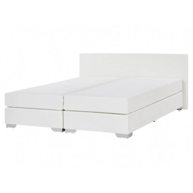 Beliani Divan Bed Faux Leather President 160 X 200 Cm (Eu King Size) White